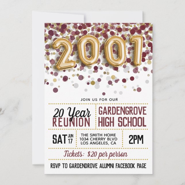 2001 High School College Reunion Invitation (Front)