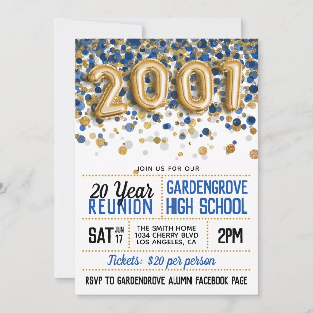 2001 High School College Reunion Invitation (Front)