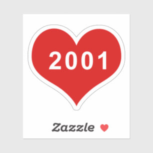 2001 Red Love Heart Vinyl Sticker