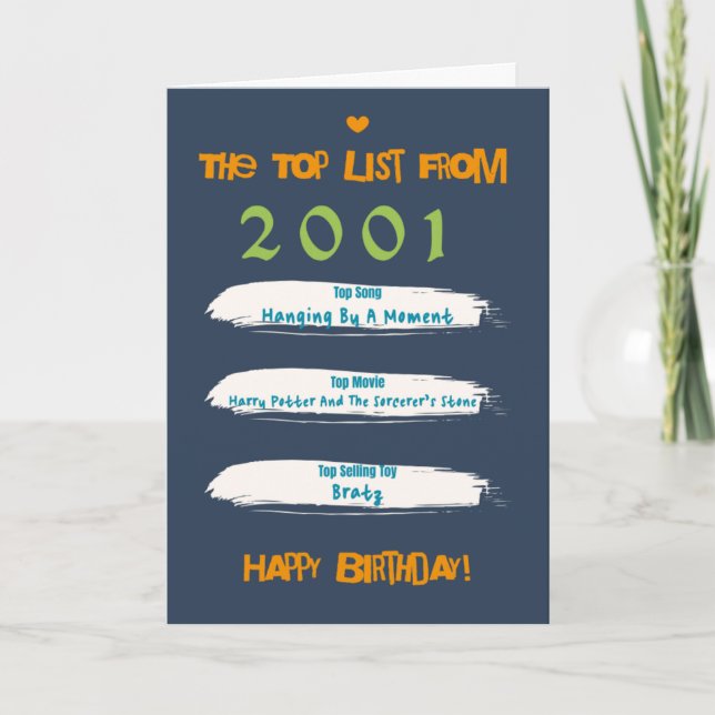 2001 Top List Birthday Card (Front)