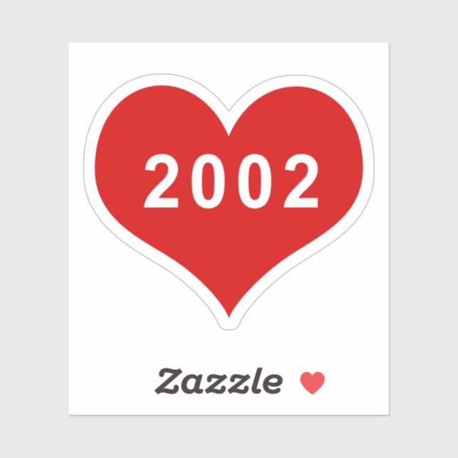 2002 Red Love Heart Vinyl Sticker (Sheet)