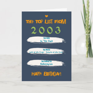 2003 Top List Birthday Card