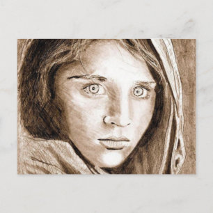 2004 Pencil Portrait ... Outcast ... sepia tone Postcard