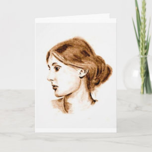 2004 soft pencil drawing of Virginia Woolf card