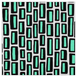 200515 - Black and Turquoise on White Fabric