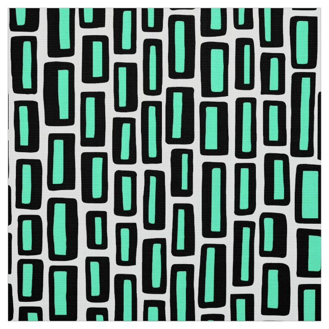 200515 - Black and Turquoise on White Fabric (Swatch)