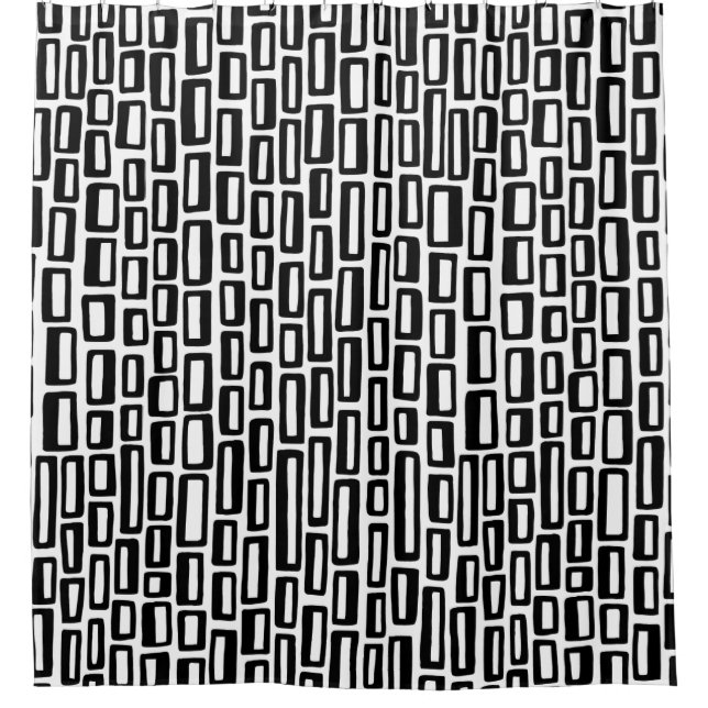 200515 - Black on White Shower Curtain (Front)