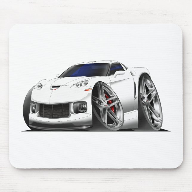 2005-09 Corvette White Car Mouse Mat (Front)