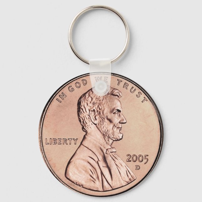 2005 Lincoln Memorial 1 cent copper coin money Key Ring (Front)