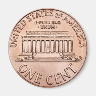 2005 Lincoln Memorial 1 cent copper coin money Magnet
