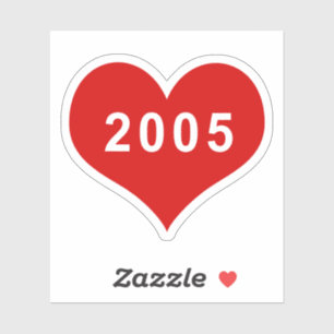 2005 Red Love Heart Vinyl Sticker