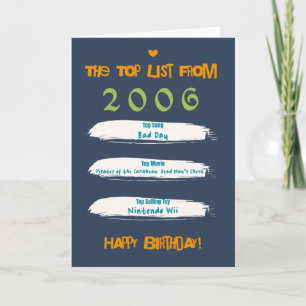 2006 Top List Birthday Card