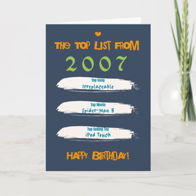 2007 Top List Birthday Card (Front)