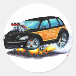 2008-10 PT Cruiser Black Woodie Classic Round Sticker