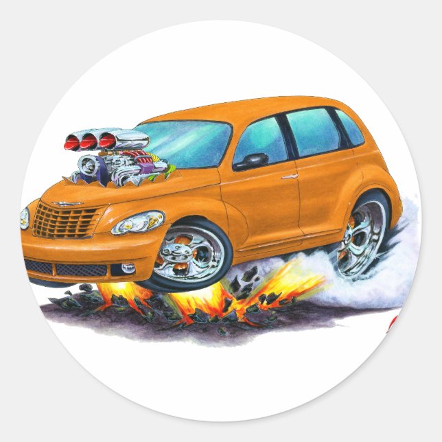2008-10 PT Cruiser Orange Car Classic Round Sticker (Front)