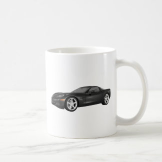 2008 Corvette: Sports Car: Black Finish Coffee Mug
