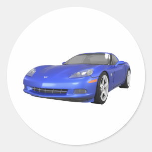 2008 Corvette: Sports Car: Blue Finish: Classic Round Sticker