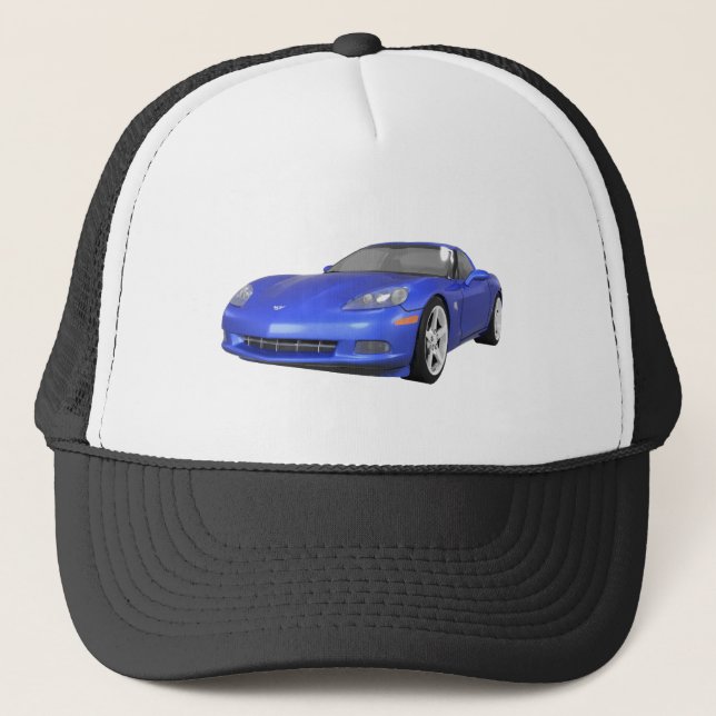 2008 Corvette: Sports Car: Blue Finish: Trucker Hat (Front)