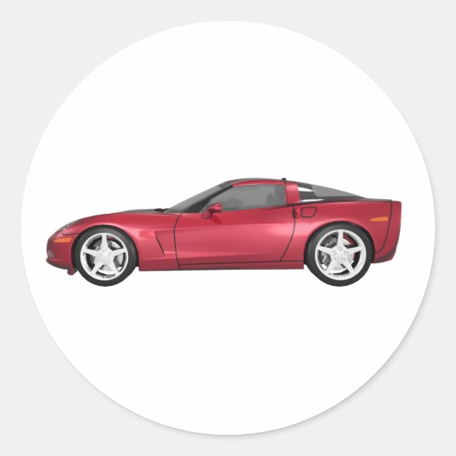 2008 Corvette: Sports Car: Candy Apple Finish: Classic Round Sticker (Front)