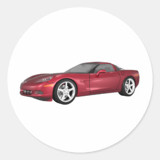 2008 Corvette: Sports Car: Candy Apple Finish: Classic Round Sticker