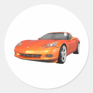 2008 Corvette: Sports Car: Orange Finish: Classic Round Sticker