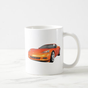 2008 Corvette: Sports Car: Orange Finish: Coffee Mug