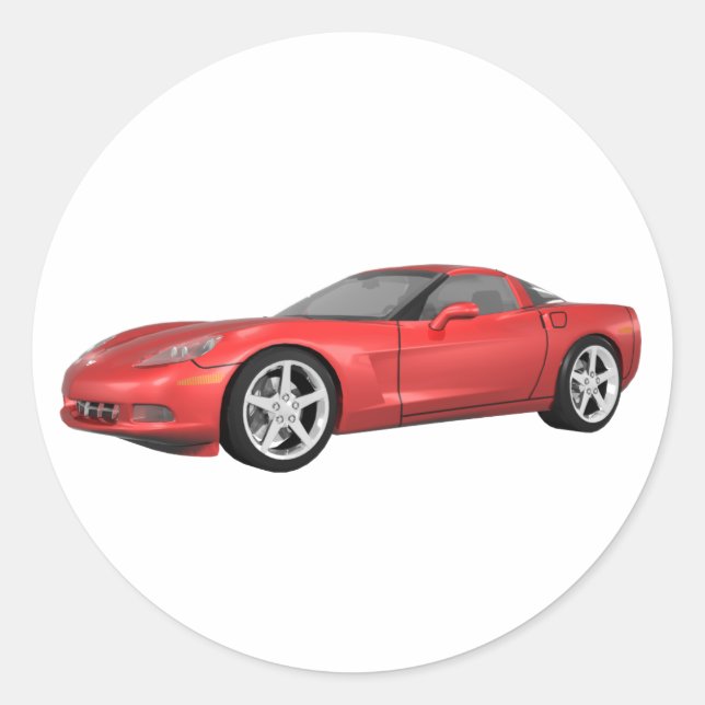 2008 Corvette: Sports Car: Red Finish: Classic Round Sticker (Front)