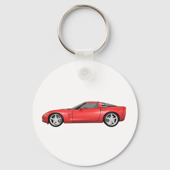 2008 Corvette: Sports Car: Red Finish: Key Ring (Front)