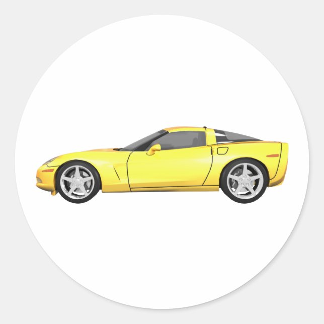 2008 Corvette: Sports Car: Yellow Finish: Classic Round Sticker (Front)