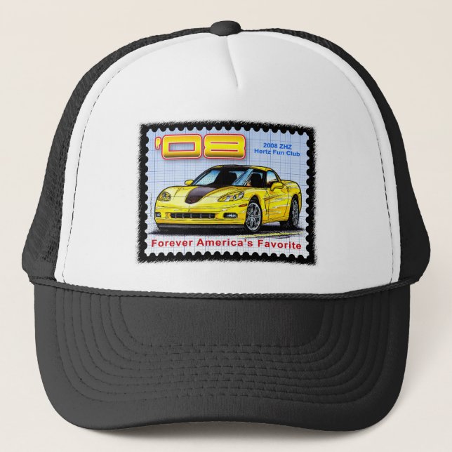 2008 ZHZ Hertz Fun Club Rental Edition Corvette Trucker Hat (Front)