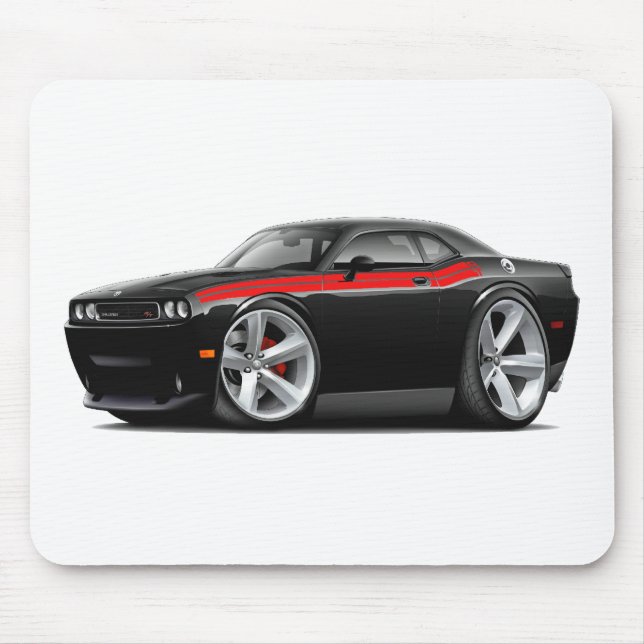2009-11 Challenger RT Black-Red Car Mouse Mat (Front)