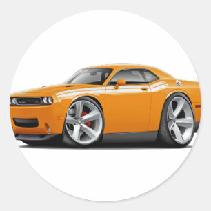 2009-11 Challenger RT Orange-White Car Classic Round Sticker