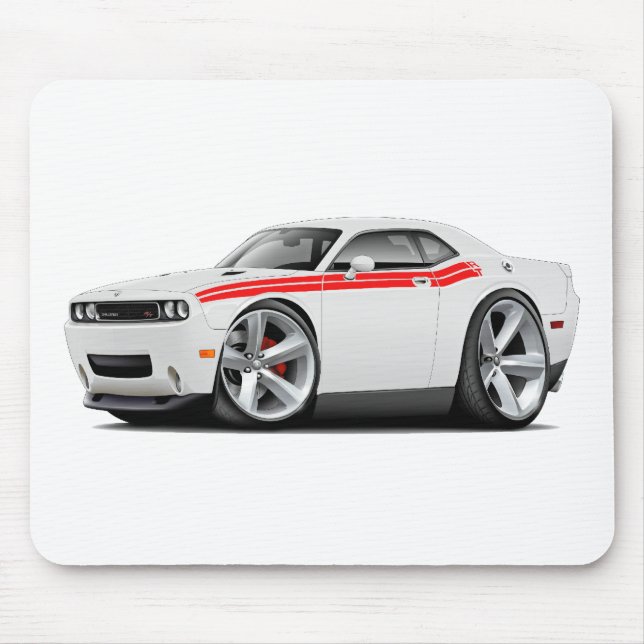 2009-11 Challenger RT White-Red Car Mouse Mat (Front)