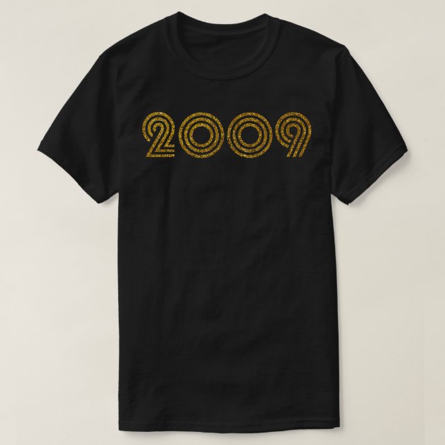 2009 Birth Year Glitter Effect T-Shirt (Design Front)