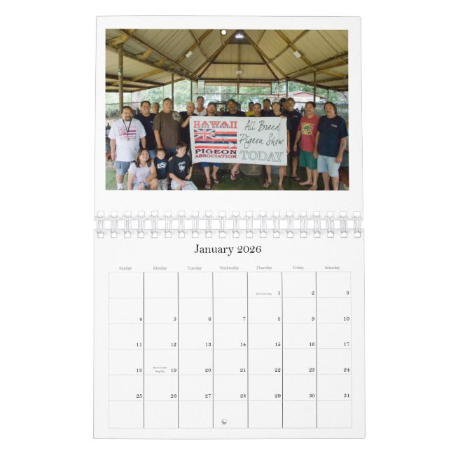 2009 Pigeon calendar (Jan 2026)