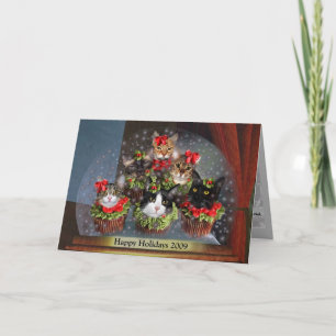 2009HolidayCupcakeCatsSnowglobeFlat Holiday Card