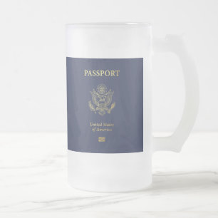 [200] American Passport Cover Frosted Glass Beer Mug