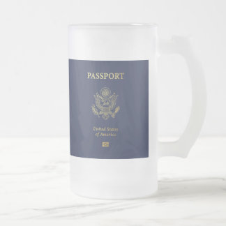 [200] American Passport Cover Frosted Glass Beer Mug