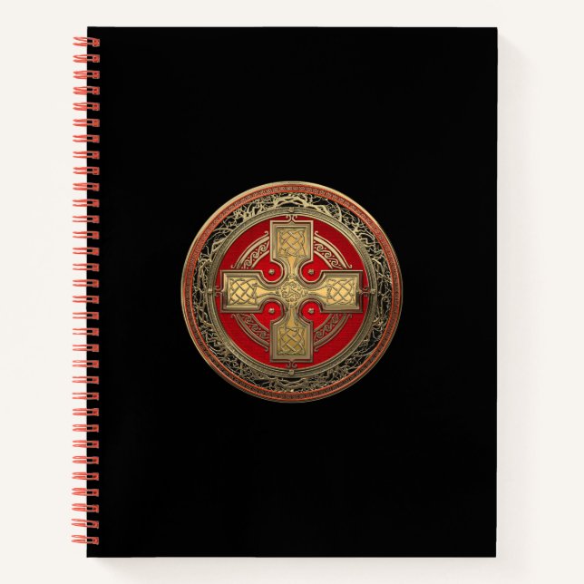 [200] Ancient Celtic Sacred Gold Knot Cross Notebook (Front)