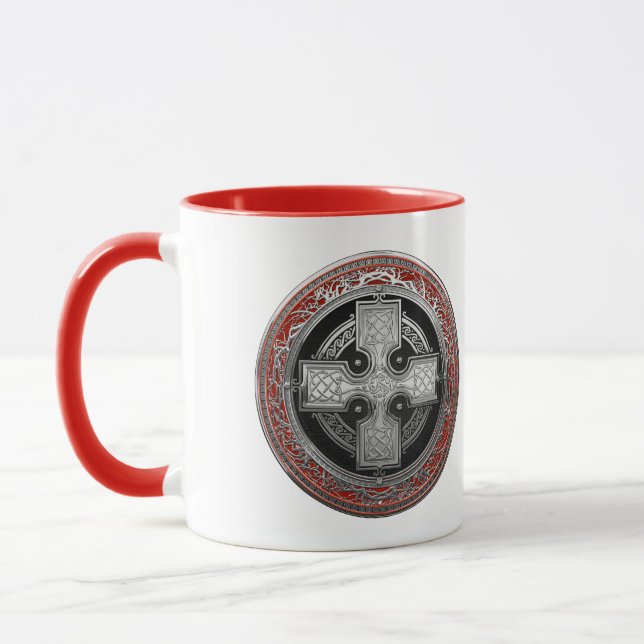 [200] Ancient Celtic Sacred Silver Knot Cross Mug (Left)