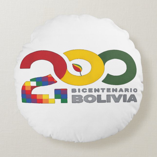 200 años bicentenario de Bolivia Round Cushion (Front)