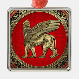 [200] Assyrian Winged Lion - Gold Lamassu Metal Tree Decoration