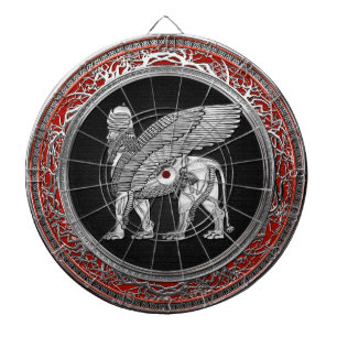 [200] Assyrian Winged Lion - Silver Lamassu Dartboard