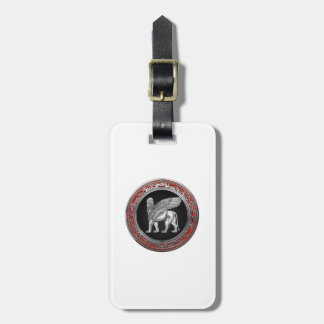 [200] Assyrian Winged Lion - Silver Lamassu Luggage Tag