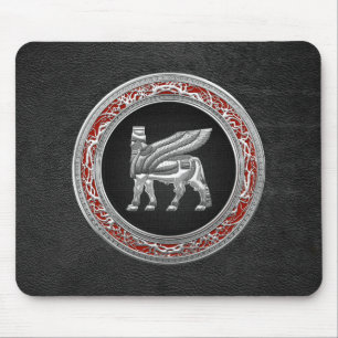 [200] Babylonian Winged Bull [Silver] [3D] Mouse Mat
