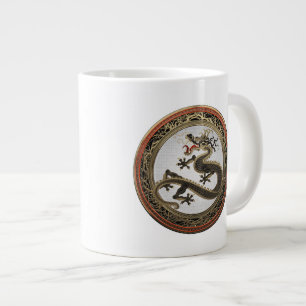 [200] Black and Gold Sacred Eastern Dragon Large Coffee Mug