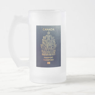 [200] Canadian Passport Cover Frosted Glass Beer Mug