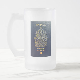 [200] Canadian Passport Cover Frosted Glass Beer Mug
