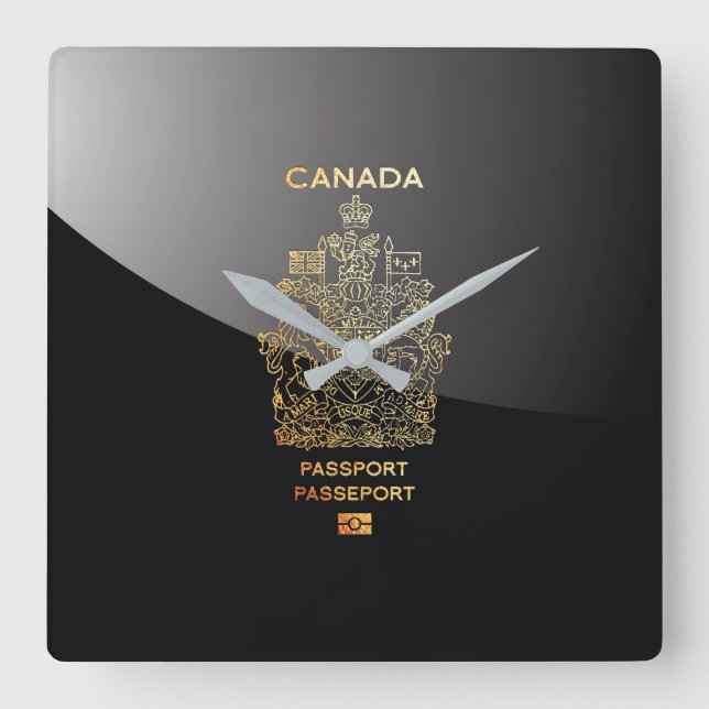 [200] Canadian Passport Cover Square Wall Clock (Front)