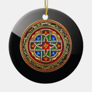 [200] Celtic Cross [Gold+Enamel] Ceramic Tree Decoration